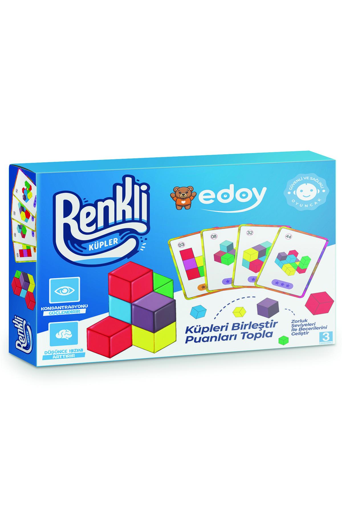 EDOY Renkli Küpler Zeka Kutu Oyunu El Becerisi ve Görsel Zeka Geliştirici Blok küp kutu oyunu